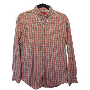 Nautica Vintage Red Plaid Casual Button Up Long Sleeve Shirt MEDIUM